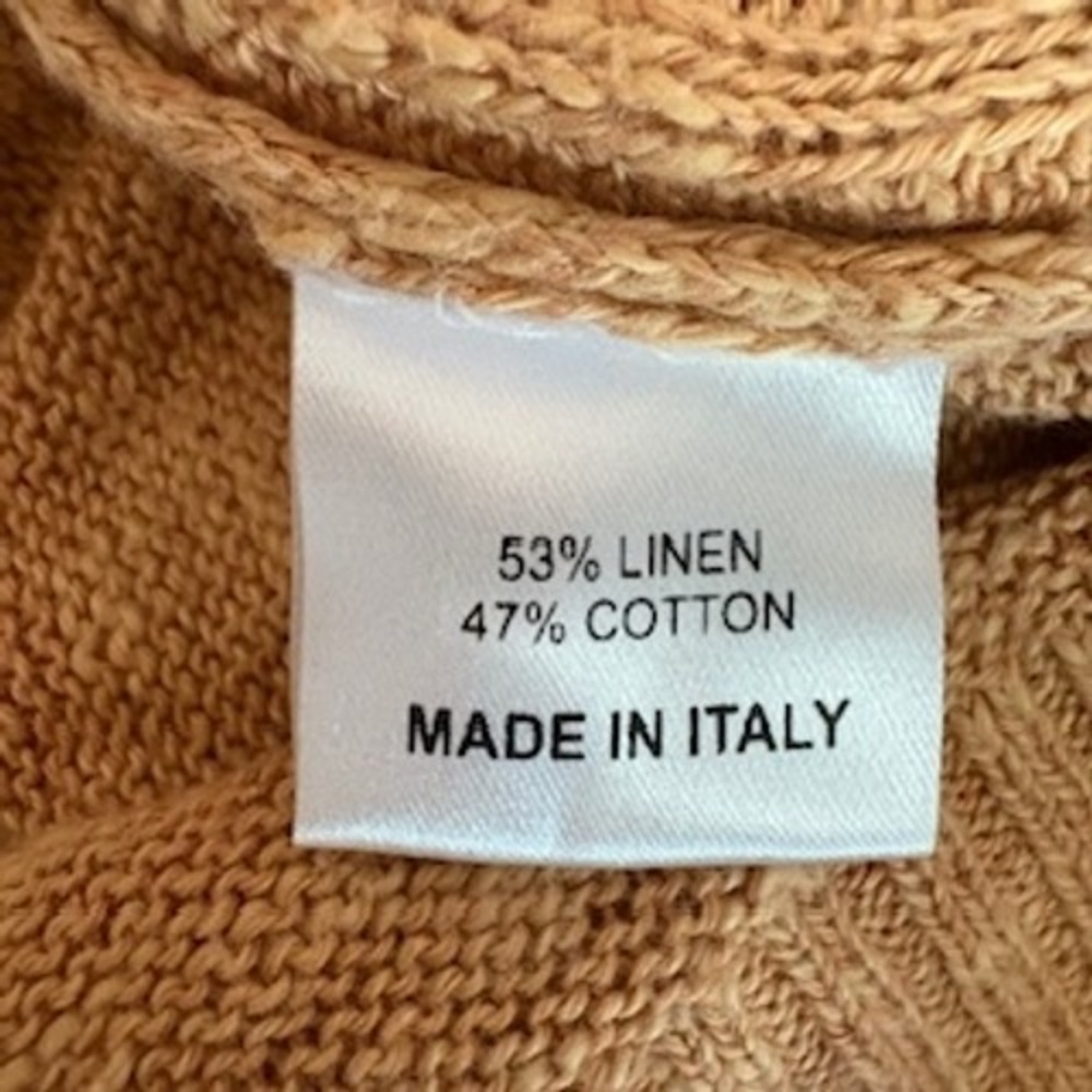 Robert Talbott Men's Copper Cable Knit Sweater Made in Italy Linen/Cotton Size M - Picture 9 of 9